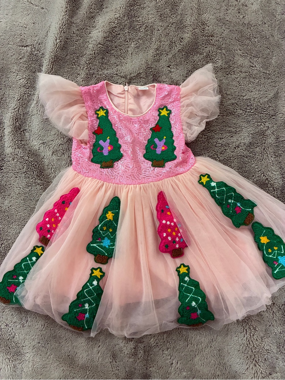 Mini Taylor Pink Christmas Tree Tulle Dress